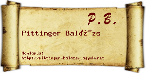 Pittinger Balázs névjegykártya